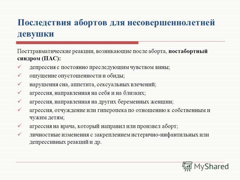 Последствия медикаментозного аборта