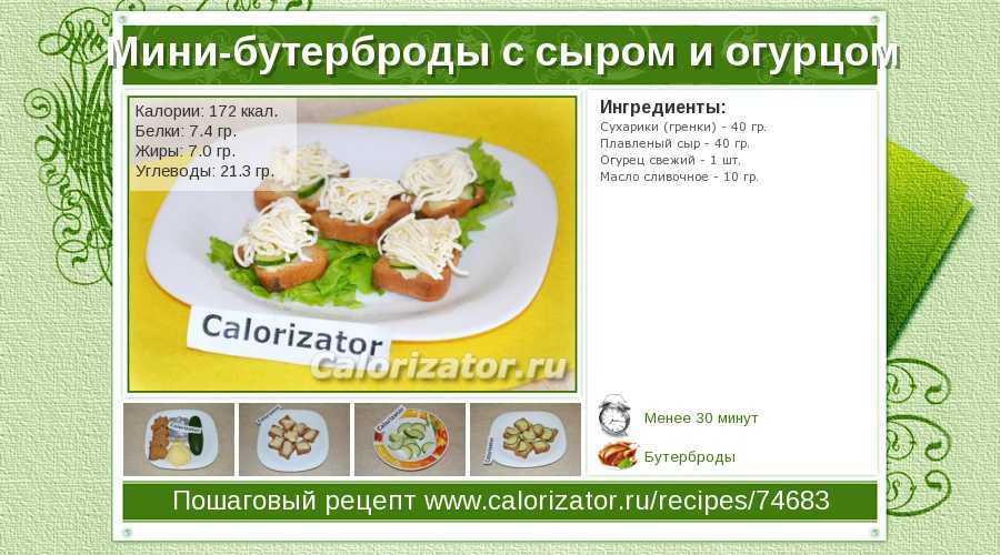 Калорийность бутербродов с маслом, сыром, колбасой и другими ингредиентами