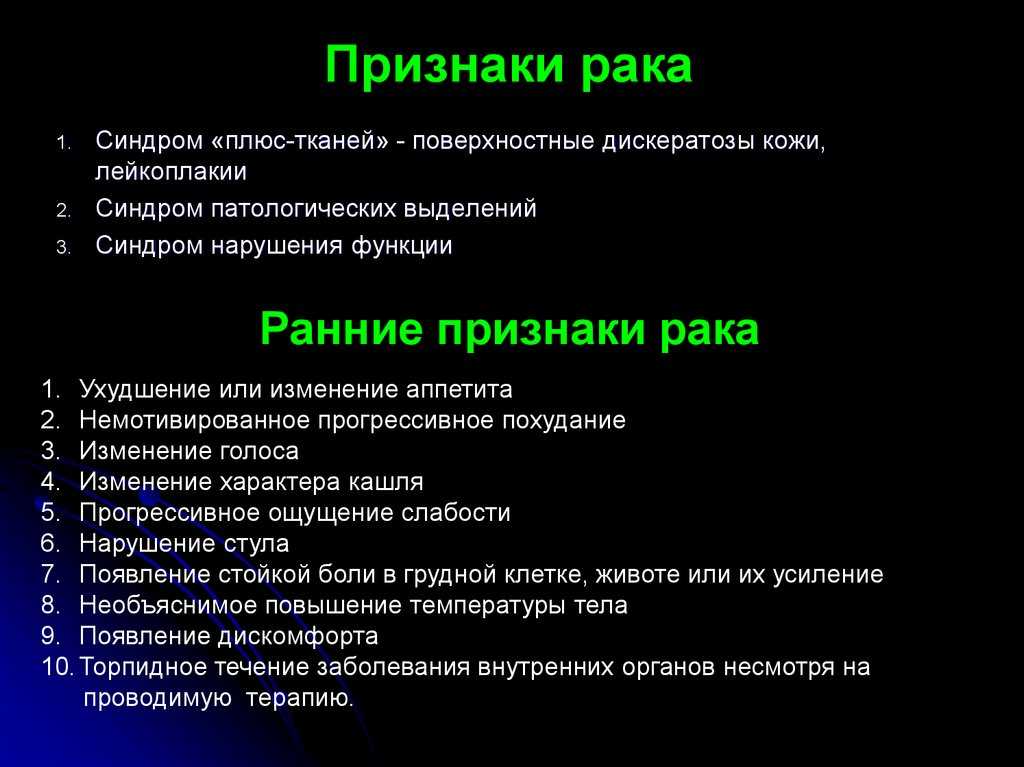 Симптомы рака: первые признаки онкологии, злокачественной опухоли в организме у женщин и мужчин | клиники «евроонко»