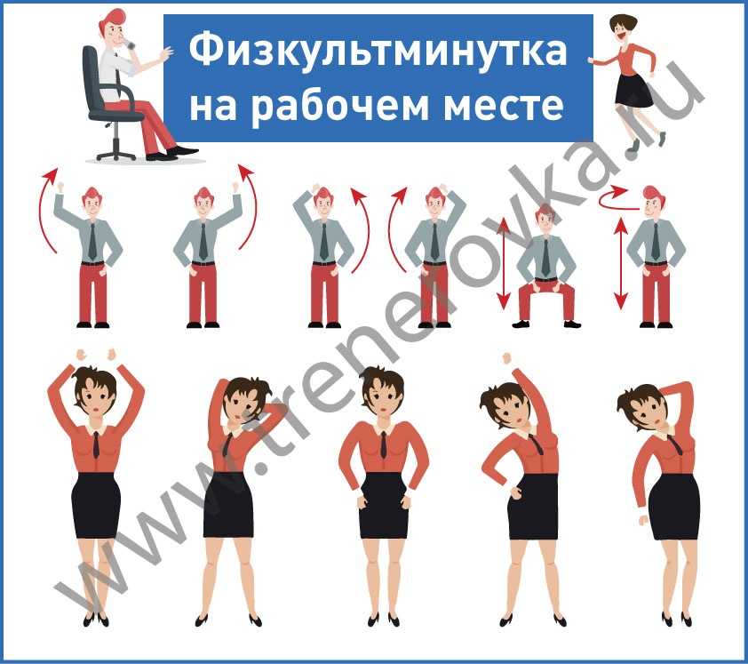 Производственная гимнастика: упражнения на рабочем месте, физкультпауза в офисе. metro
