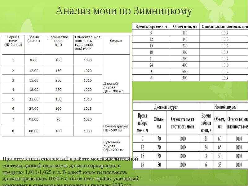 Анализ по зимницкому как правильно