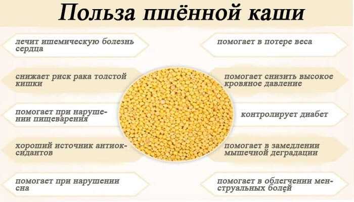 Пшенная каша: калорийность 100 грамм на молоке и воде